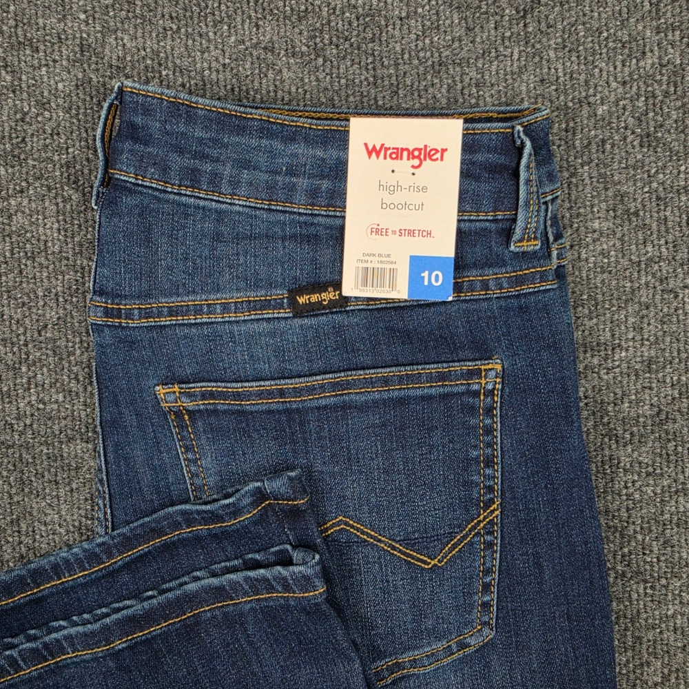 Wrangler Bootcut Jeans Women's 10 High Rise Dark Blue Free To Stretch Denim Blue